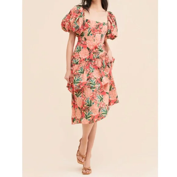 NWT | FARM Rio Pineapple Bloom Midi Dress | Size XL - Picture 3 of 7